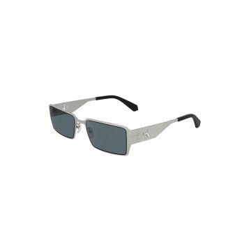 Ochelari de soare dreptunghiulari cu model unisex - Negru/Alb murdar