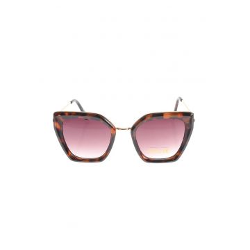 Ochelari de soare eleganti cu design cat eye si accente aurii