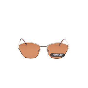 Ochelari de soare eleganti cu rama metalica si lentile maro