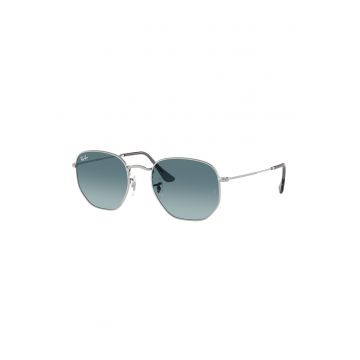 Ochelari de soare hexagonali unisex cu lentile polarizate - Argintiu
