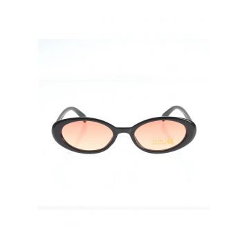 Ochelari de soare ovali retro cu rama neagra lucioasa
