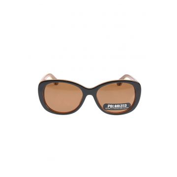 Ochelari de soare oversized cu lentile polarizate UV400 - Negru/Maro