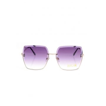 Ochelari de soare  oversized - lentile degrade mov - ramă metalică aurie -