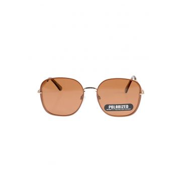 Ochelari de soare polarizati cu rama metalica aurie si design minimalist