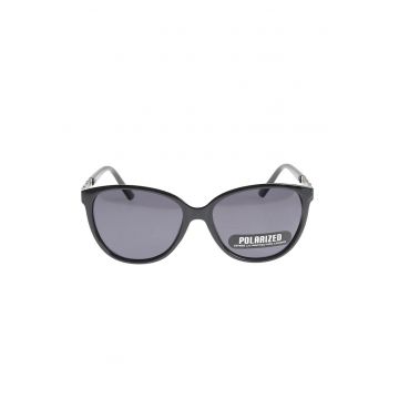 Ochelari de soare polarizati negri cu detalii metalice elegante