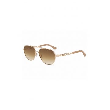 Ochelari de soare tip aviator cu rame metalice si lentile in degrade -