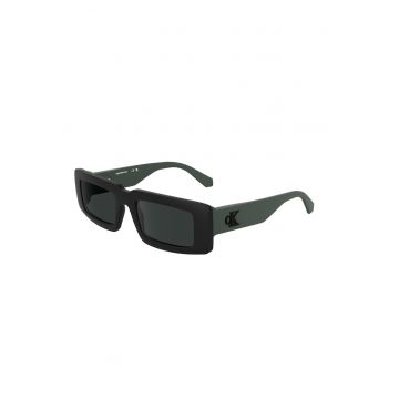 Ochelari de soare unisex dreptunghiulari - Negru/Gri