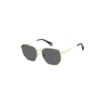 Ochelari de soare unisex polarizati cu rama metalica - Auriu/Negru