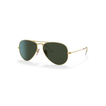 Ochelari de soare aviator cu rama metalica - Alb/Auriu