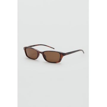 Ochelari de soare dreptunghiulari cu animal print - Maro inchis/Portocaliu