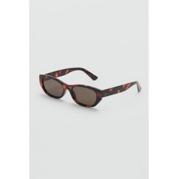 Ochelari de soare dreptunghiulari cu animal print - Maro inchis/Portocaliu