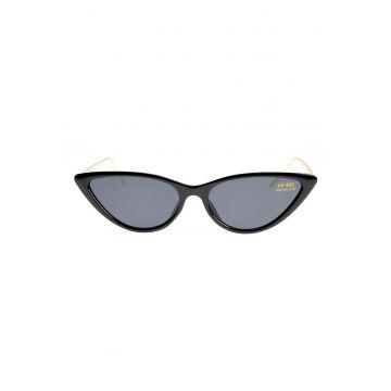 Ochelari de soare eleganti cat eye cu brate aurii