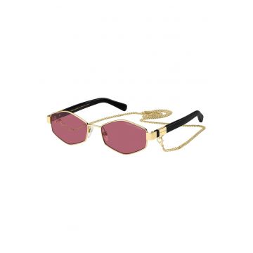 Ochelari de soare hexagonali cu lentile oglinda - Auriu/Negru