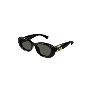 Ochelari de soare ovali cu rame masive - Auriu/Negru
