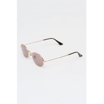 Ochelari de soare ovali unisex - Auriu/Maro camel