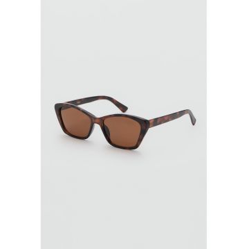 Ochelari de soare patrati cu animal print - Maro inchis/Portocaliu