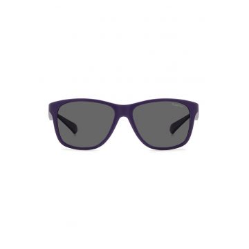 Ochelari de soare patrati - cu lentile uni - Negru/Violet