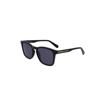 Ochelari de soare patrati cu logo - Negru/Verde lime