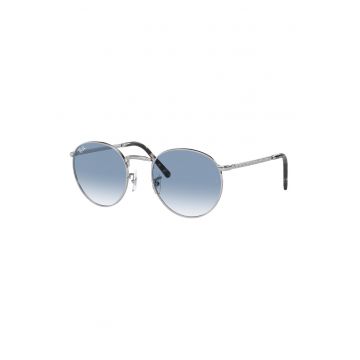 Ochelari de soare rotunzi unisex cu rama metalica - Argintiu