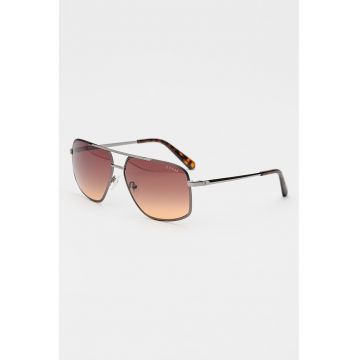 Ochelari de soare aviator cu lentile polarizate - Argintiu inchis/Argintiu