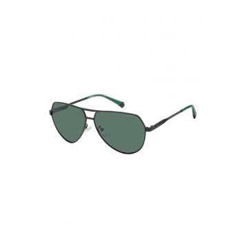 Ochelari de soare aviator cu lentile polarizate - Negru carbon/Verde smarald