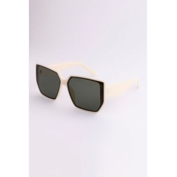 Ochelari de soare butterfly supradimensionati Hailey - Alb fildes/Negru