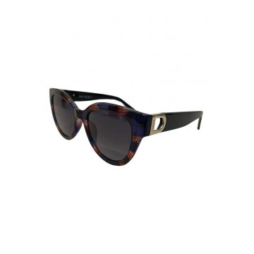 Ochelari de soare cat-eye cu lentile in degrade - Negru/Albastru inchis