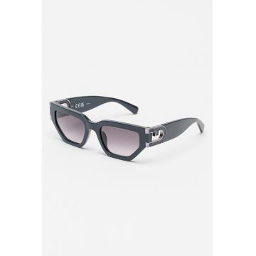 Ochelari de soare cat-eye cu logo - Gri carbune