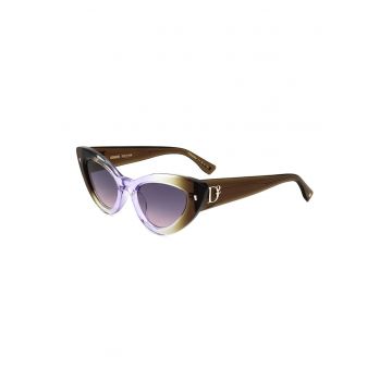 Ochelari de soare cat-eye cu logo - Maro/Violet deschis