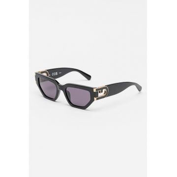 Ochelari de soare cat-eye cu logo - Negru