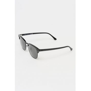Ochelari de soare clubmaster unisex cu lentile oglinda - Negru/Gri antracit