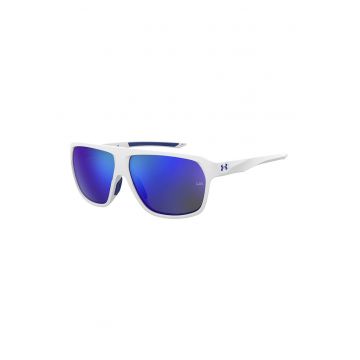 Ochelari de soare dreptunghiulari cu logo discret si model unisex - Alb