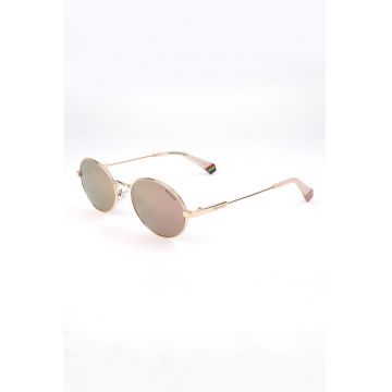 Ochelari de soare ovali cu lentile polarizate si model unisex - Auriu deschis