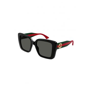 Ochelari de soare patrati - Auriu/Verde englez/Rosu vermillion