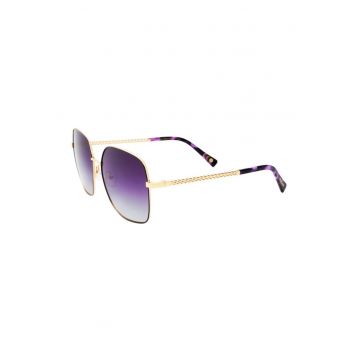 Ochelari de soare patrati cu lentile in degrade - Auriu/Negru/Violet