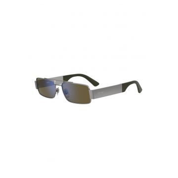 Ochelari de soare unisex dreptunghiulari - Argintiu antichizat/Verde stins