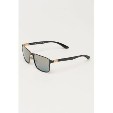 Ochelari de soare unisex polarizati cu lentile oglinda - Auriu/Negru
