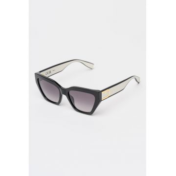 Ochelari de soare cat-eye cu lentile in degrade - Alb/Negru