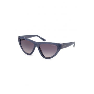 Ochelari de soare cat-eye cu logo - Bleumarin