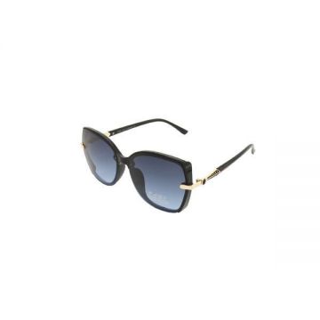 Ochelari de soare Butterfly Gold, supradimensionati, negru - Shop Like A Pro