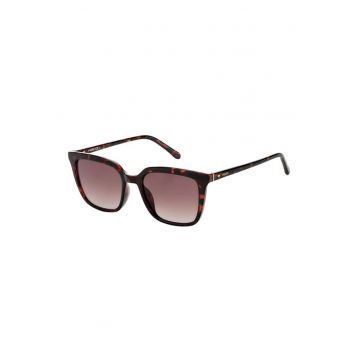 Ochelari de soare patrati cu logo discret pe brate - Maro inchis