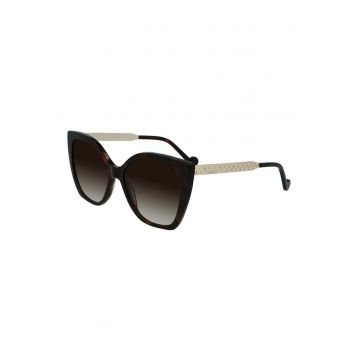 Ochelari de soare cat-eye cu brate texturate