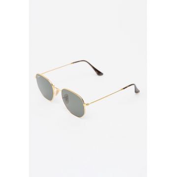 Ochelari de soare hexagonali unisex cu lentile polarizate - Auriu/Maro