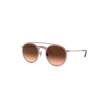 Ochelari de soare rotunzi unisex cu lentile oglinda - Roz prafuit