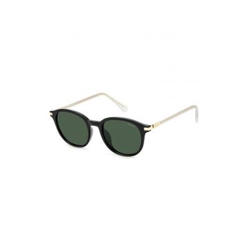 Ochelari de soare rotunzi polarizati cu model unisex - Auriu/Negru/Verde feriga