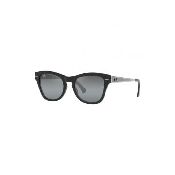 Ochelari de soare wayfarer unisex cu logo - Negru/Argintiu