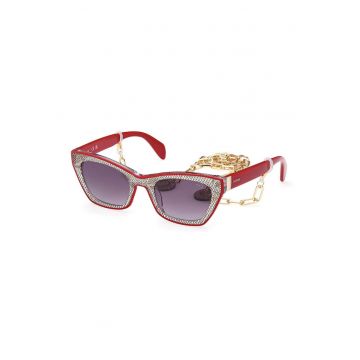 Ochelari de soare cat-eye cu accesoriu lant