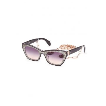 Ochelari de soare cat-eye cu accesoriu lant