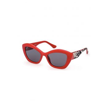 Ochelari de soare cat-eye cu detalii animal print