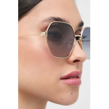 Gucci ochelari de soare femei, culoarea auriu